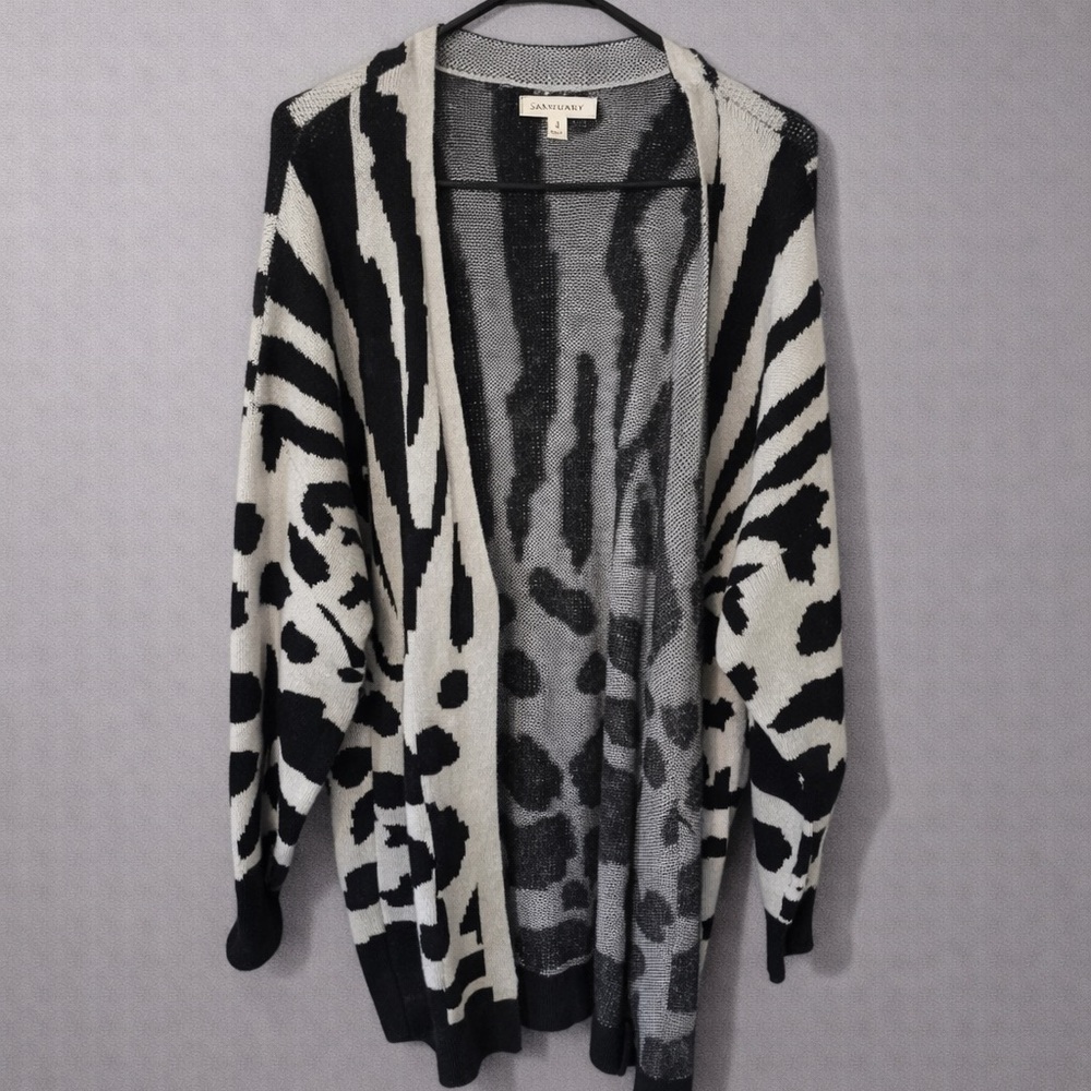 Reborn Casual Print Long Over Sized Cardigan SZ MD